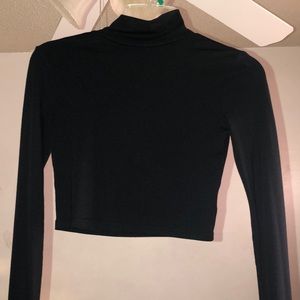 Black turtleneck crop top
